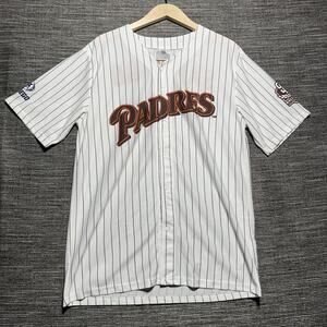 Padres Jersey Shirt Men's XL White Brown Striped Santiago #9 Giveaway